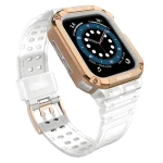 Hurtel Protect Strap Band transparentní/rose gold / Řemínek s krytem / Apple Watch 42/44/45 mm