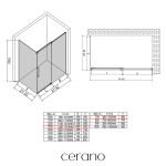 CERANO - Sprchový kout Lantono - pravá - 8 mm - Soft-Close - chrom, mléčné sklo - 130x70 - posuvný CER-665560