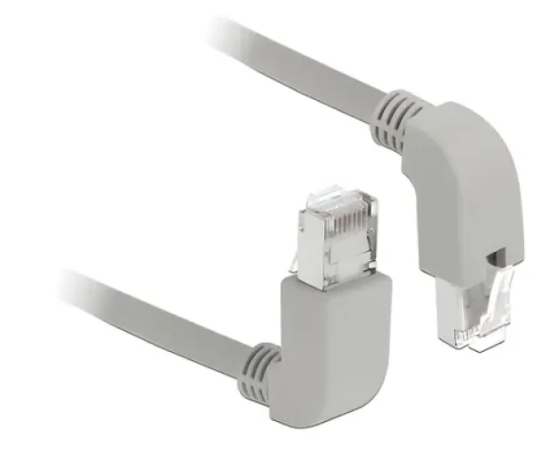 Delock RJ45 Cat.6 S/FTP šedá / Síťový kabel / pravoúhlý konektor / 0,5 m (85861)