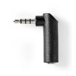 Nedis Stereo audio adaptér jack 3.5 mm (M) - jack 3.5 mm (F) černá / 90° úhel / poniklovaný (CAGB22980BK)