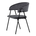 Židle jidelní, šedá látka, černá kovová noha