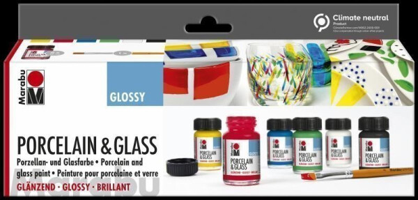 Marabu Porcelain & Glass starter set - Glossy 6 x 15ml