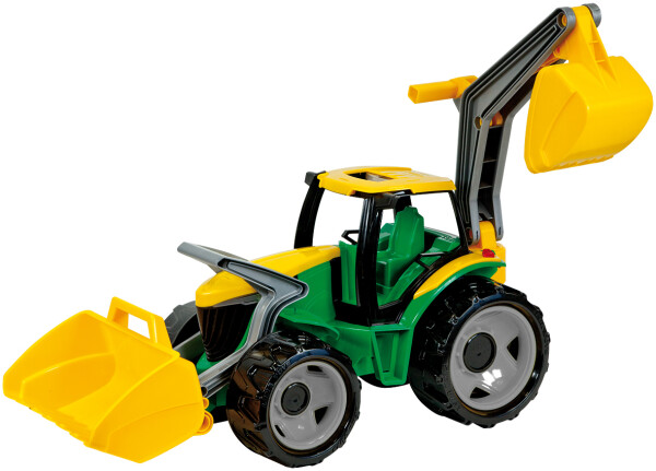 Traktor se lžící a bagrem, zeleno žlutý, 107cm