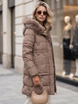Dámská zimní prošívaná bunda s kapucí, béžová, FashionStreet TY5821 M