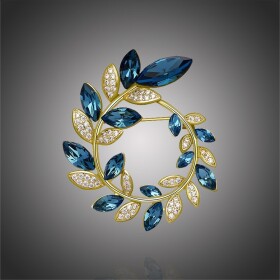 Brož Swarovski Elements Isabell - květina, Modrá
