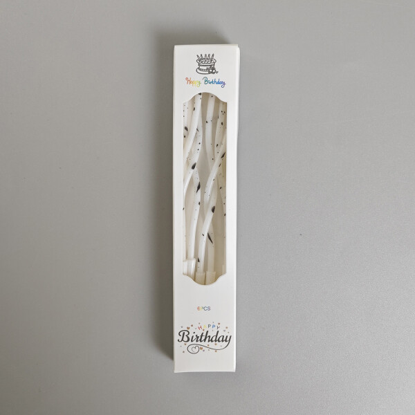 Dortové svíčky zakroucené bílo-černé 6ks