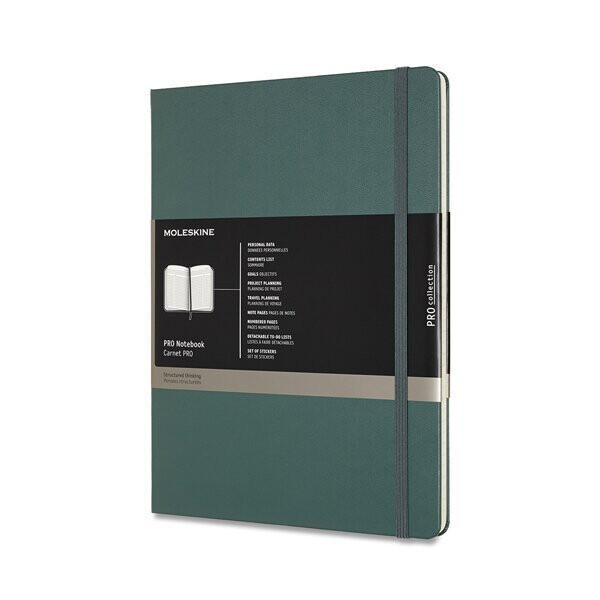 Zápisník Moleskine Professional - tvrdé desky, XL - tm. zelený