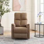 Relaxační křeslo, manuální ovládání, hnědá látka