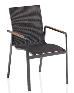 KETTLER DIAMOND stohovatelné, hliníkové křeslo s teakovými područkami - antracit / antracit