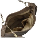 Módní dámská kožená kabelka na rameno Selin, taupe
