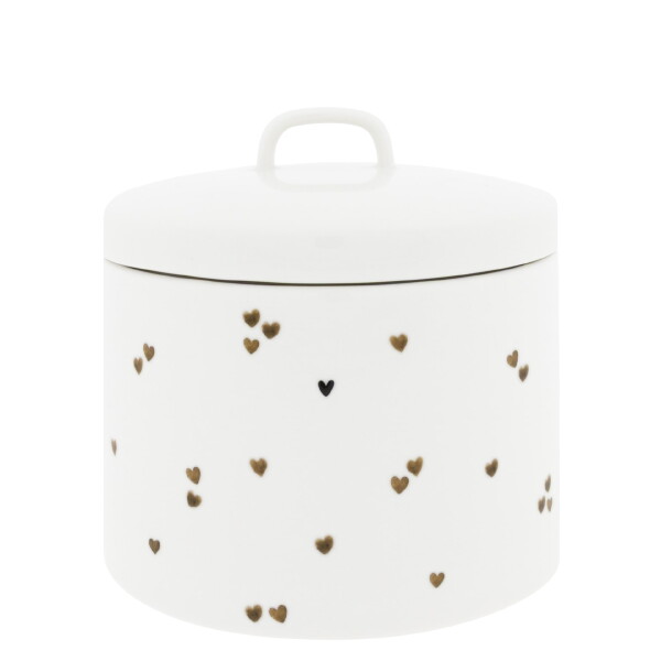 Bastion Collections Keramická dóza White/Brown Hearts B, bílá barva, keramika