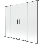 MEXEN/S - Velar L Duo dvoukřídlá posuvná vanová zástěna 200 x 150, transparent, grafit metal 896-200-003-02-95