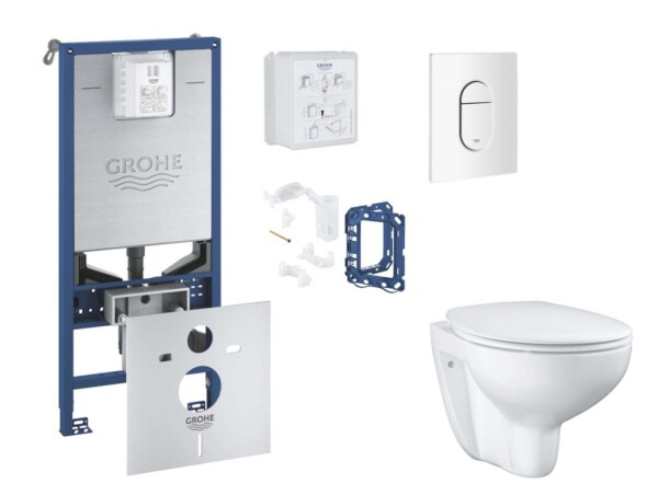 GROHE - Rapid SLX Set předstěnové instalace, klozetu, sedátka SoftClose, tlačítka Arena Cosmopolitan a sady pro vhazování tablet, alpská bílá SANI11BB3134