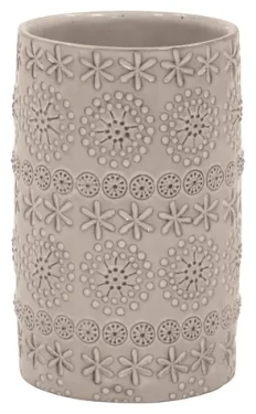 Spirella RELIEF kelímek na kartáčky béžový / porcelán / 7 x 11,5 cm