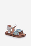 Dětské sandálky se suchým zipem s propletenými pásky modré Dianttha 25