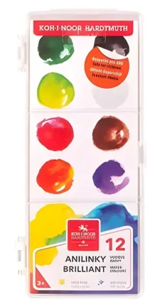 KOH-I-NOOR Brillant / Vodové barvy / 12 ks / průměr 22,5 mm (017450300000)