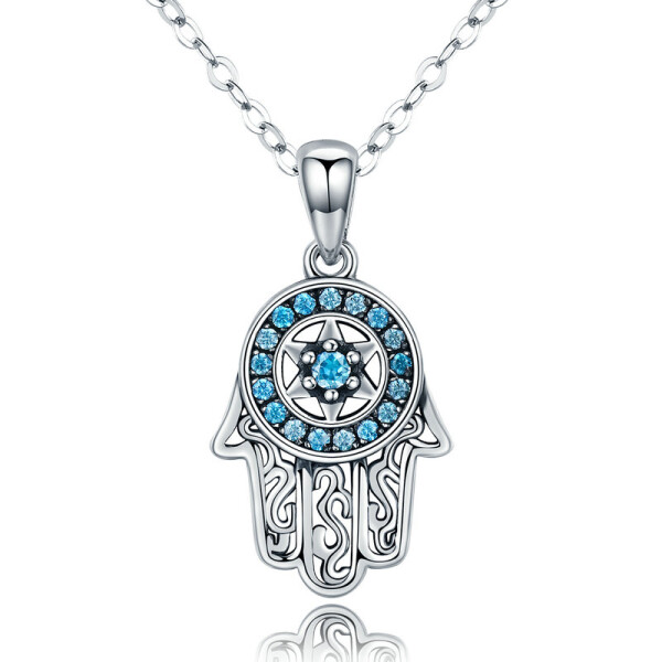 Elenys stříbný náhrdelník Hamsa Symbol ochrany