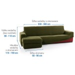 Super strečové potahy NIAGARA zelená sedačka s otomanem vlevo (š. 200 - 300 cm)