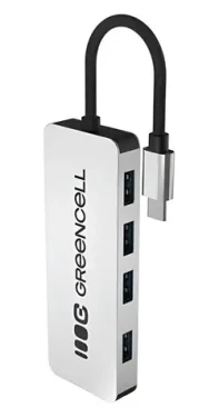 Green Cell USB-C Hub 4v1 hliníkové pouzdro / USB hub / 4x USB 3.0 / 5 Gb/s (HUB-GC-C4A)
