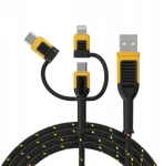 DeWalt DXMA131-1356-DWG černá / Datový kabel / USB-A (M) - USB-C (M) + Micro USB (M) + Lightning (M) / 1.8 m (DXMA131-1356-DWG)