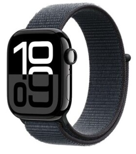 Apple Watch Series 10 GPS 42mm Klavírně černé hliníkové tělo - Inkoustově fialový provlékací řemínek / 130–200 mm (MWWG3)