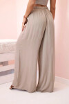 Široké dámské kalhoty z viskózy s elastickým pasem velbloudí UNI