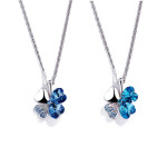 Náhrdelník Swarovski Elements Čtyřlístek - zlato tmavě fialový, Fialová 40 cm + 5 cm (prodloužení)