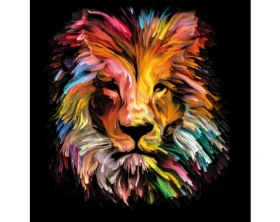 Obraz na plátně Barevný lev, 35x35 cm, efekt olejomalby