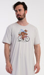 Pánská noční košile s krátkým rukávem Méďa na kole šedá XL