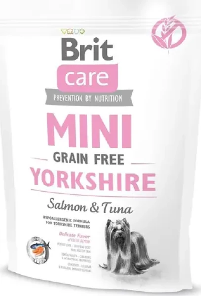 BRIT CARE Granule Mini Yorkshire grain free losos a tuňák 400 g / Krmivo pro psy / Malá plemena / Bez obilovin (342201)