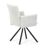 Židle jídelní, krémová látka, černý kov, otočný mechanismus 90°/90° (L/P) - funkce reset