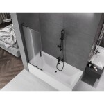 MEXEN/S - Velar L dvoukřídlá posuvná vanová zástěna 70 x 150, dekor, černá 896-070-003-31-70