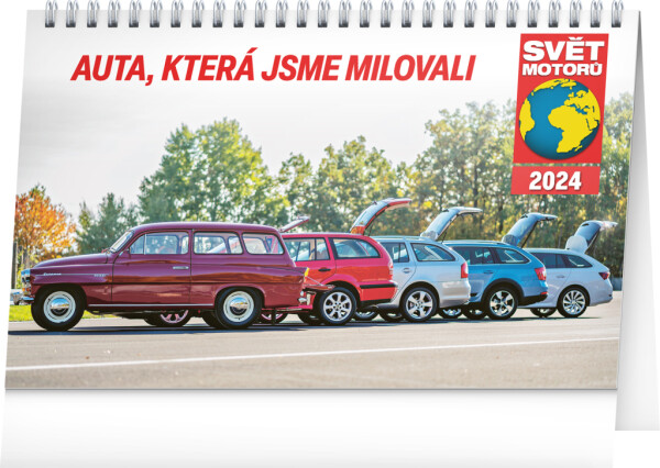 Kalendář 2024 stolní: Svět motorů - Auta, která jsme milovali, 23,1 × 14,5 cm