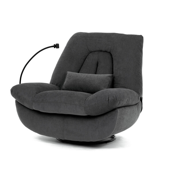 Polohovací křeslo, elektrické zabudované ovládání, šedá, látka, TV-7089 GREY2