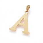 Sada přívěsku a náušnic z nerezové oceli - písmeno - zlatá - 20 ~ 23 mm x 13 ~ 19 mm - 1 ks Písmena: E