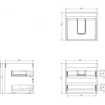 MEXEN - Box-A skříňka pro umyvadlo 50, 2 zásuvky, černá lesk 91AX0-0500-470-2-70