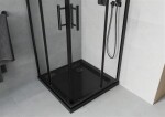 MEXEN/S - Rio čtvercový sprchový kout 80 x 80 cm, transparent, černý + vanička se sifonem Flat, černý 860-080-080-80-00-4070B