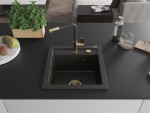 MEXEN/S - Vito granitový dřez 1-miska včetně baterie Flora, černá/zlatá metalik 6503-75-670401-57-G