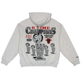 Mitchell & Ness Pánská mikina Chicago Bulls NBA 6 Time Champs Hoodie Silver Marle Velikost: S