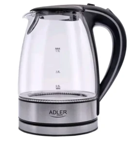 Adler AD 1225 stříbrná / Rychlovarná konvice / 2200W / 1.7 L / sklo (AD 1225)