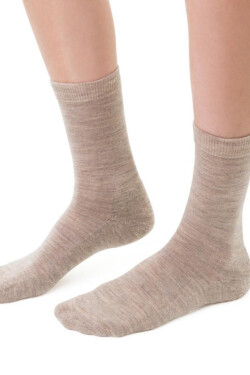 DÁMSKÉ POLOPONOŽKY Z MERINO VLNY 130 béžová melanž 38-40