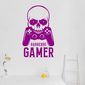 Samolepka Hardcore Gamer Barva: fialová, Velikost: 100 x 61 cm