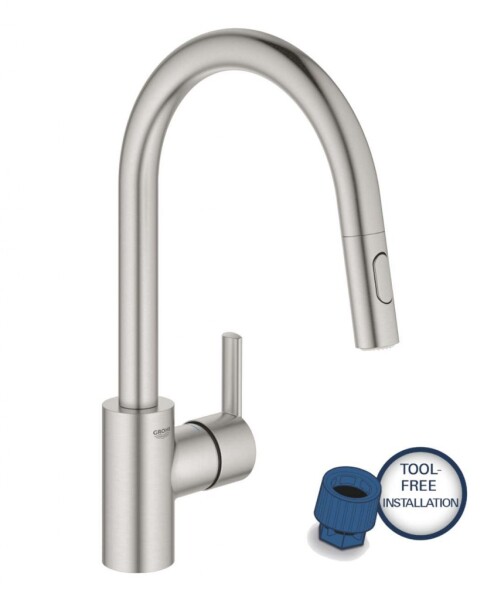 GROHE - Feel Dřezová baterie s výsuvnou sprškou, supersteel 31486DC1