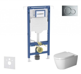 GEBERIT - Duofix Set předstěnové instalace, klozetu a sedátka Duravit ME by Starck, tlačítka Sigma01, Rimless, SoftClose, lesklý chrom SANI11CP1103