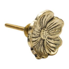 MADAM STOLTZ Kovová úchytka Gold Flower, zlatá barva, kov