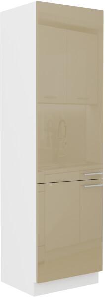 Vysoká potravinová skříňka Lara 60 DK-210 2F Barva korpusu: Bílá, Barva dvířek: Cappucino lesk
