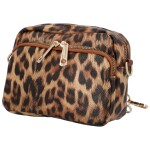 Trendová koženková dámská crossbody Julo, leopard hnědá/hnědá