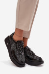 Kožené šněrovací dámské polobotky na platformě Artiker 57C2043 Černo-stříbrné 40
