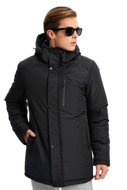 River Club Pánský černý odnímatelný vodní větruodolný kapucí Zimní kabát, kabát, parka