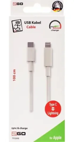 2GO 795848 bílá / Datový kabel / USB-C - Lightning / USB 3.1 / 1 m (795848)